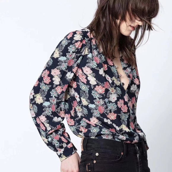 Zadig & Voltaire Tiffany Print Flower Tunic Blouse - Picture 3 of 6